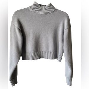 Sunday Best Aritzia Gray Cropped Mock Neck Sweater Small Cotton Cashmere